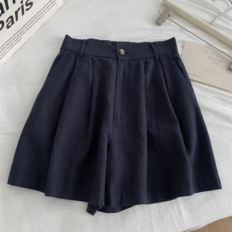 LIZAKOSHT  -  Summer High-Waist Vintage Linen Shorts Women's Versatile Slimming