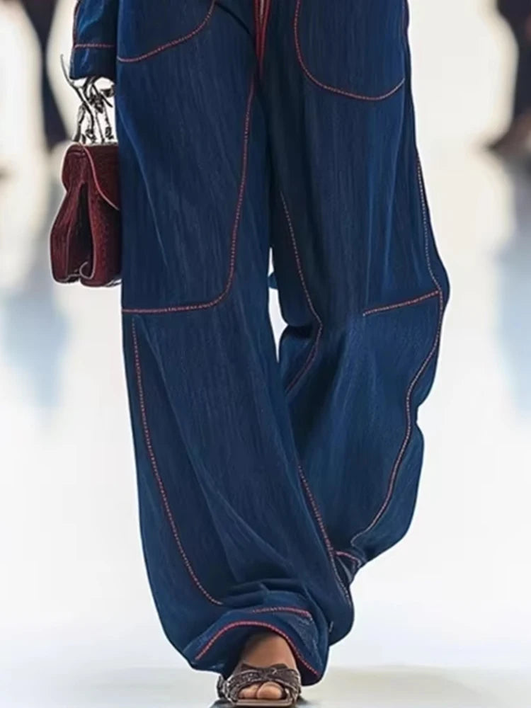 LIZAKOSHT  -  Women Jumpsuits for Autumn Winter Long Sleeve Loose Fashion Streetwear Overalls Wide Leg Pants Trousers Woman's Clothing