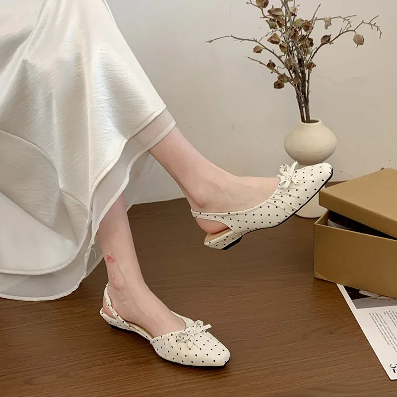 LIZAKOSHT  -  Cover Toe Polka Dot Women Sandals Fashion Slip On Singbacks Mules Pumps Elegant Elegant Slingbacks Sandalias Mujer