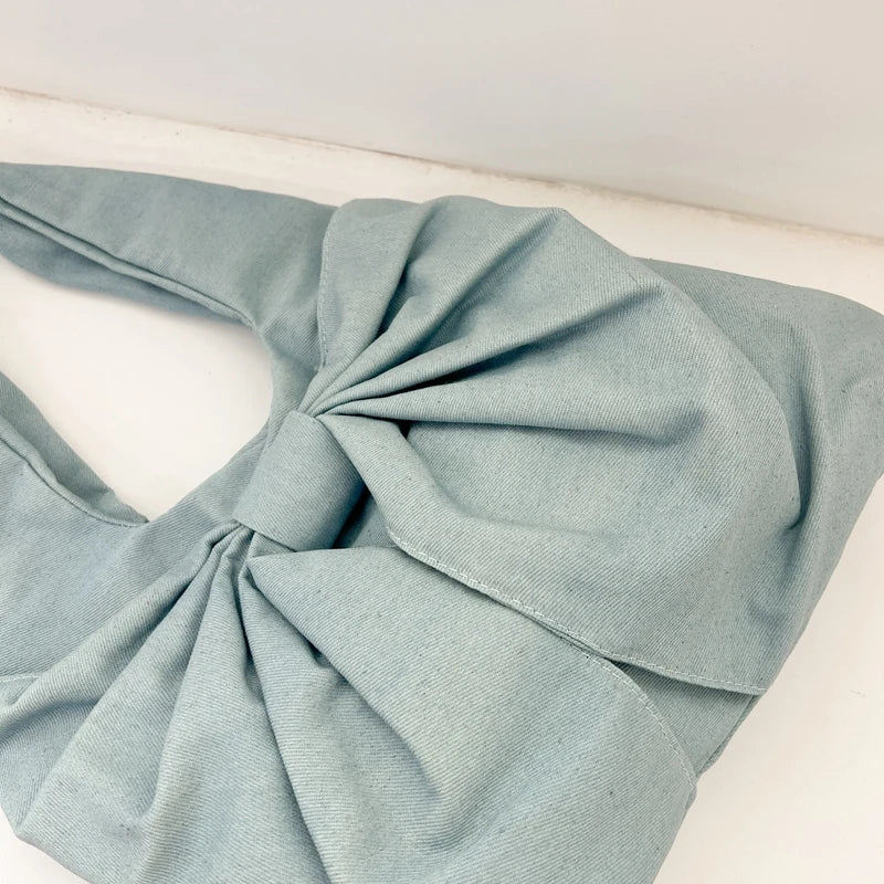 LIZAKOSHT  -  Large Capacity Bow Shoulder Bags For Women Denim Sling Packages Sweet Cloth Female Bags Korea Style Canvas Casual Tote For Girl
