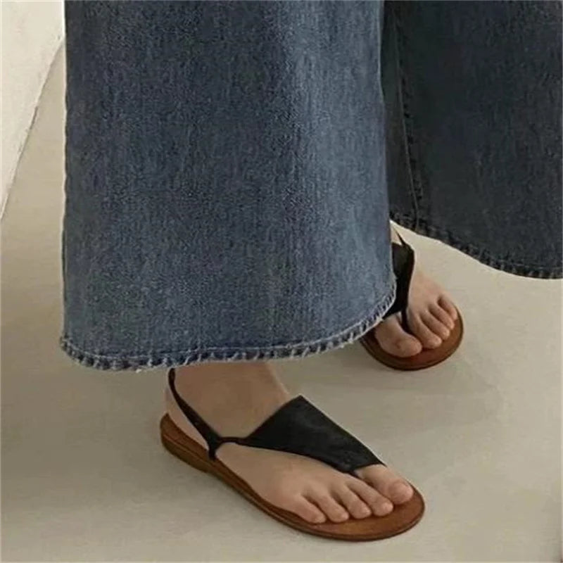 LIZAKOSHT  -  Women's Slippers Summer Sandals New Genuine Leather Flat Women's Shoes Light Slippers Women's Outerwear Casual Flip Flops