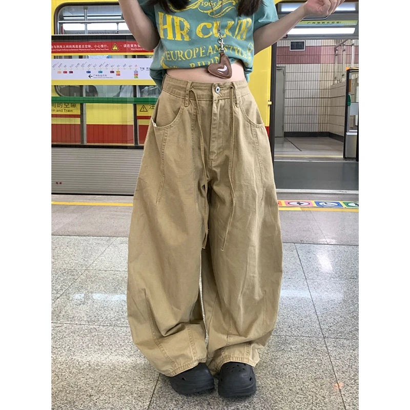 LIZAKOSHT  -  Quick Dry Outdoor Casual PantsWomen's American Style Paratrooper Light Thin Breathable Autumn Wide Leg Long Pants
