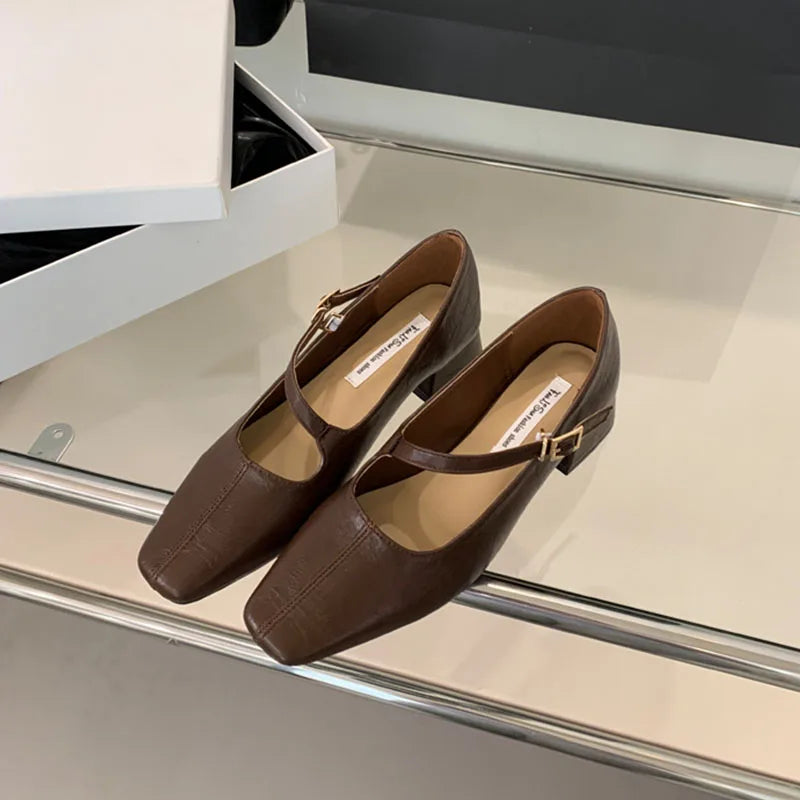LIZAKOSHT  -  Square Toe Ballet Shoes Fashion Luxury Dress Flats Heel Mary Jane Shoes Women Loafers Casual Sneaker Female Ballerina Mujer