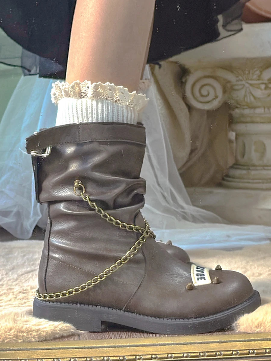 LIZAKOSHT  -  Original British College Style Large Walled Women's Boots New Thick Soled Thick Heel Retro Midsole Modern Boots