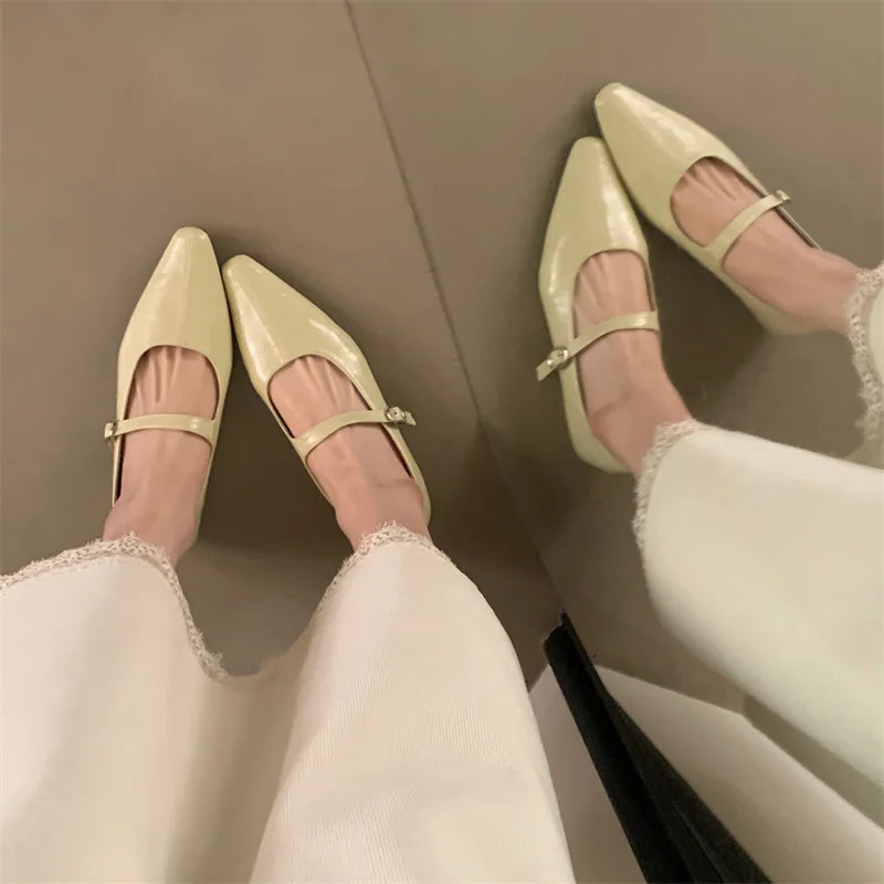 LIZAKOSHT  -  Spring New Brand Women Flat Shoes Fashion Round Toe Sahllow Elegant Baot Shoes Soft Flat Heel Mary Jane Shoes New Woman