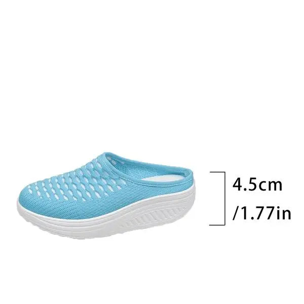 LIZAKOSHT  -  Low Shoes Woman  Cover Toe Massage Slippers House Rome Cotton Fabric Hoof Heels Rubber Slides Shoes Low Home Slippers Women'