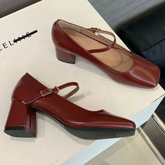 LIZAKOSHT  -  New Fashion Mary Jane Shoes Women Square Toe Elegant Office Shoes High Heel Dress Female Concise Shallow Comfort Women Pumps