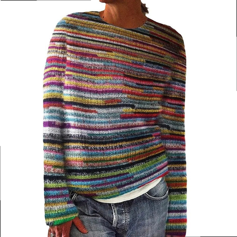 LIZAKOSHT  -  3D Print Women Sweater Pattern Pullover Casual Loose Knit Top Sweaters