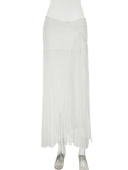 LIZAKOSHT  -  Vacation Loose Low-waisted Mesh Splicing Long Skirts Summer New Ruffle Half Body Skirt Women's Clothing