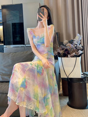 LIZAKOSHT  -  Summer Even Party Midi Dress Women Sleeveless Casual Formal Strap Dress Office Lady Elegant Beach Dress Korean Style Chic