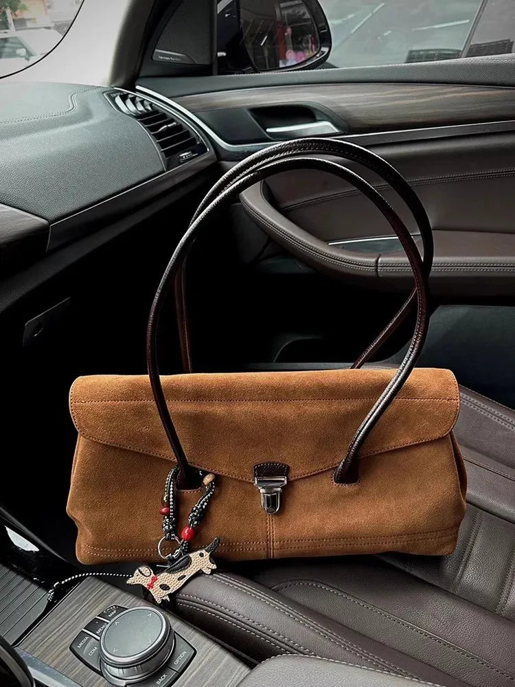 LIZAKOSHT  -  New Brown Suede High-end Tote Bag Fashionable Women's Bag Versatile Suede Handbag Single Shoulder Armpit Bag Commuter Bag