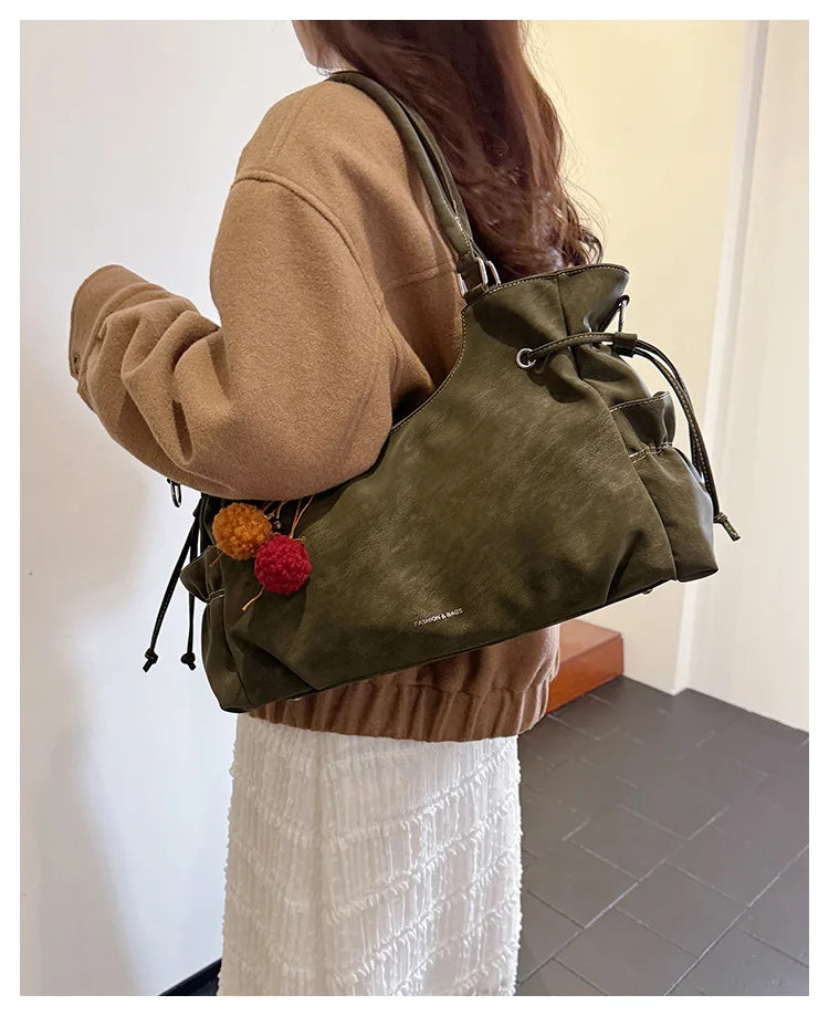 LIZAKOSHT  -  Simple Fashion Suede Crossbody Bag Women Large Capacity Shoulder Bag for Work Comfortable and Versatile Texture Commuting Bag
