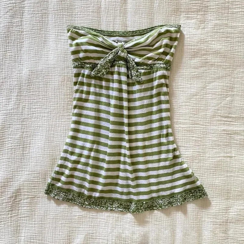LIZAKOSHT  -  Y2k Clothes T Shirt for Women Japanese Style Vintage Sexy Ropa De Mujer Spring Summer Stripes Bows Short T-shirts