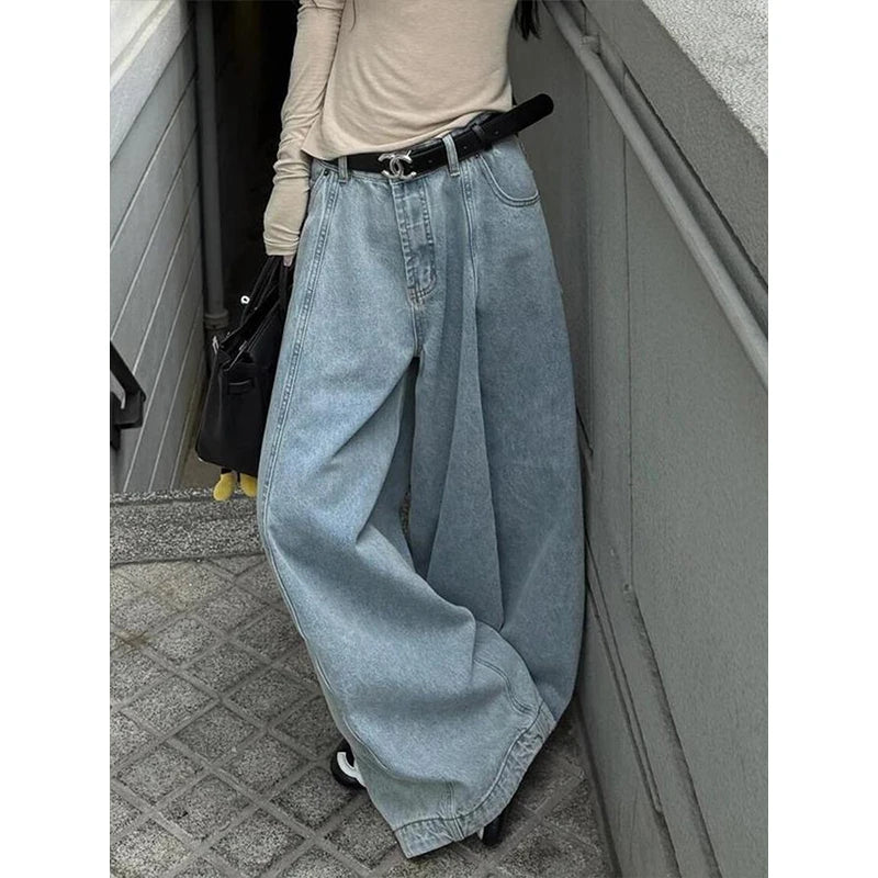 LIZAKOSHT  -  Autumn Winter New Streetwear Loose Jeans Women's Korean Style Fashion Loose Straight Wide Leg Pants Women's Brand Clothing