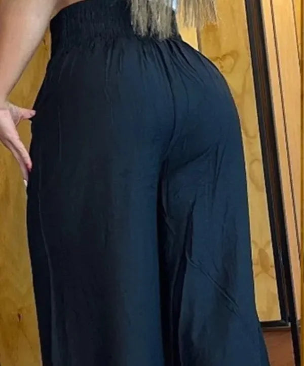 LIZAKOSHT  -  High Waist Wide Leg Pants Pure Color Loose plus Size Flared Trousers Women's Fashion plus Polyester Spring Autumn Season