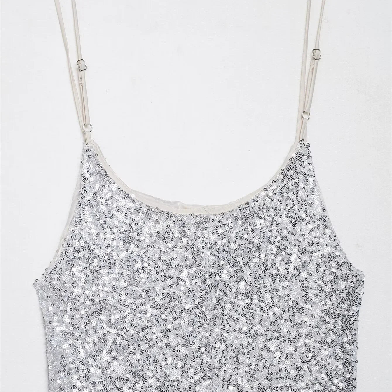 LIZAKOSHT  -  Autumn Sequin Fashion Long Dress For Women Patchwork Backless Spaghetti Slim High Waist Party Dress Female Shiny Dress