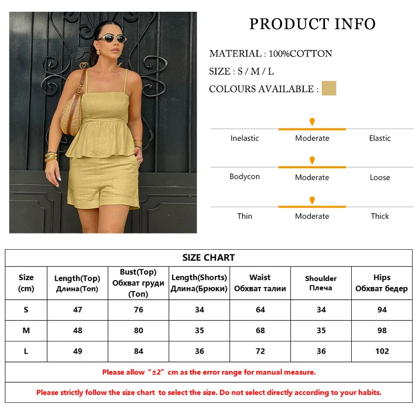 LIZAKOSHT  -  Summer Women Pajama Suit Spaghetti Strap Sleepwear Tank Tops Nightwear Sleeveless Nightie Shorts Cotton Nightgown Set