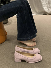 LIZAKOSHT -  Shoes for Women Office Ladies Summer Footwear Purple Square Heels Low Heel Elegant Toe with Free Shipping on Offer Sale A E