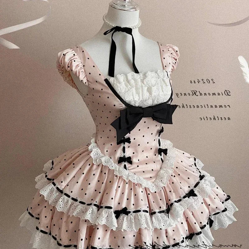 LIZAKOSHT  -  Summer Y2k Woman Dress Female Lace Vintage Fairy Elegant French Sweet One Piece Dress Female Birthday Party Chic Outfits
