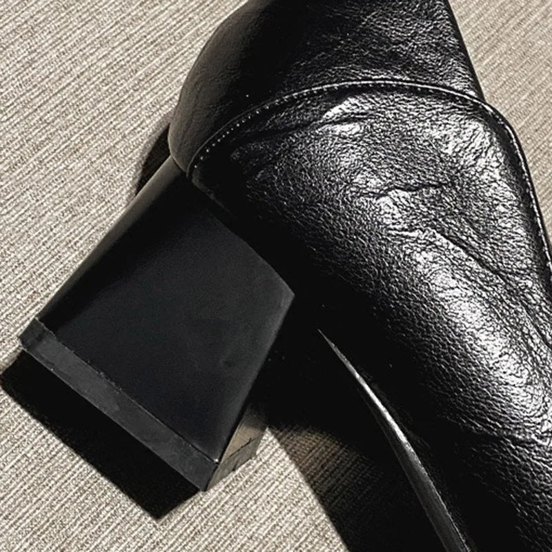 LIZAKOSHT  -  Women 4.5cm High Heels Concise Commuting Daily Pumps Female Pointed Toe Block Heels Lady Versatile Shallow Barefoot Shoes