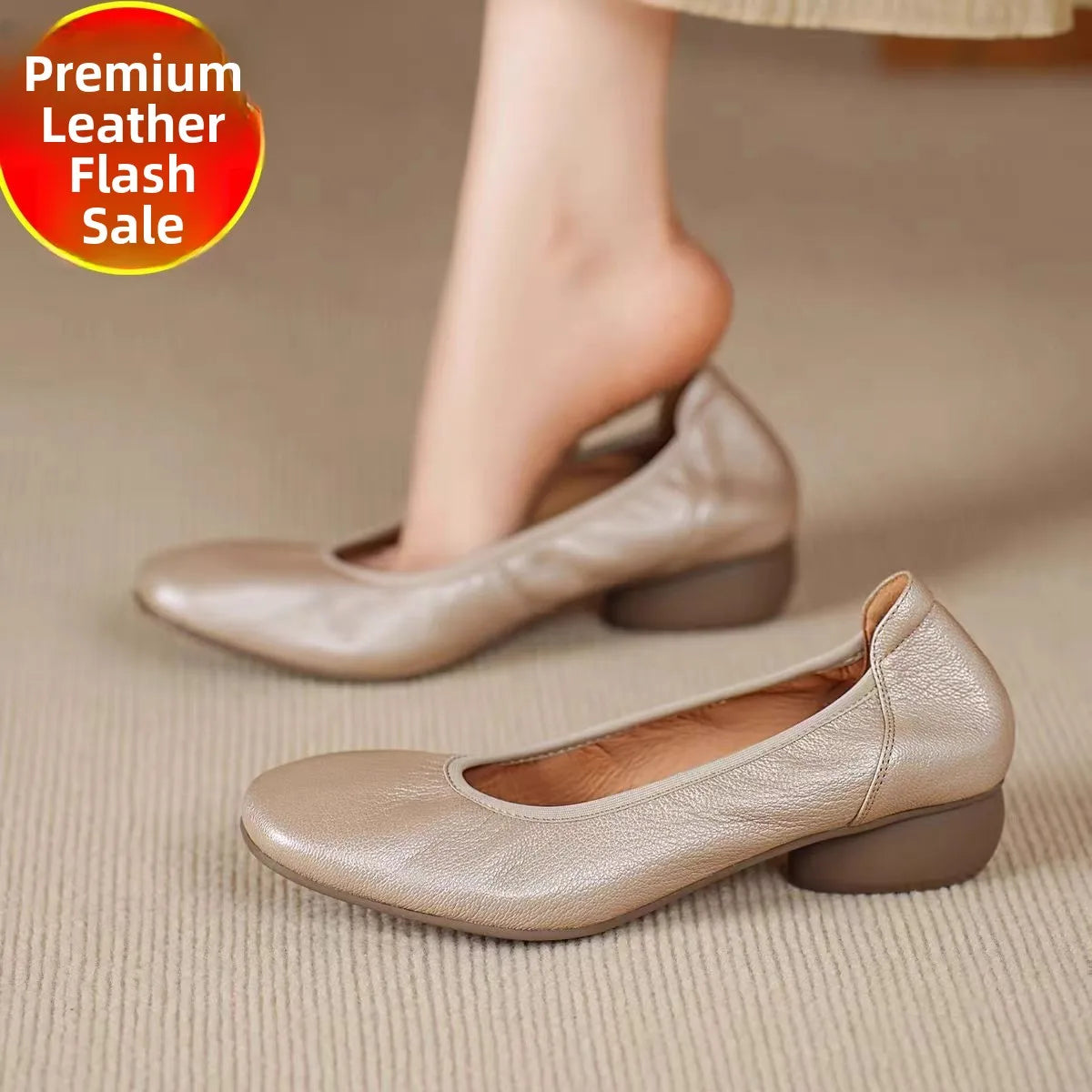 LIZAKOSHT  -  Leather Low-Heel Slip-On Women's oes Soft Bot Faionable Comfortable Casual Footwear for Middle-Aged And Young Women