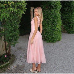 LIZAKOSHT  -  Elegant Flowing Dress V-neck Sexy Sweet Summer Party Date Dressing Charming Fashionable Feminine Evening Gown For Women