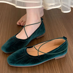 LIZAKOSHT  -  Autumn Women Flat Shoes Fashion Pleated Ladies Elegant Slip On Mary Jane Shoes Soft Sole Outdoor Dress Ballerinas New Shoes