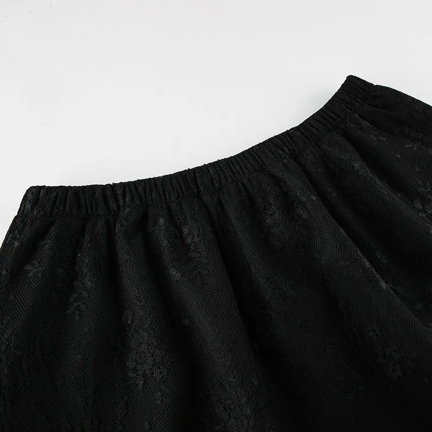 LIZAKOSHT  -  Summer New Irregular Black Sexy Design Lace High Waist Slimming and slimming Split Skirt