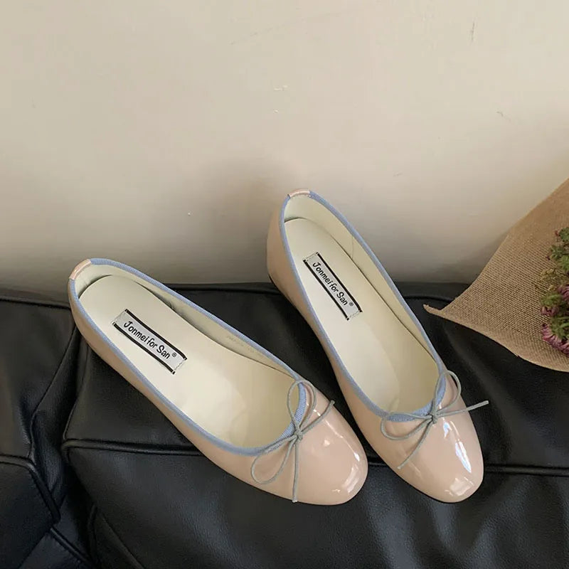 LIZAKOSHT  -  Fashion Round Toe Flats Ballet Shoes Wedges Low Heels Design Shallow Ballerina 2025 Spring Loafers Soft Moccasin Bow Shoes Mujer