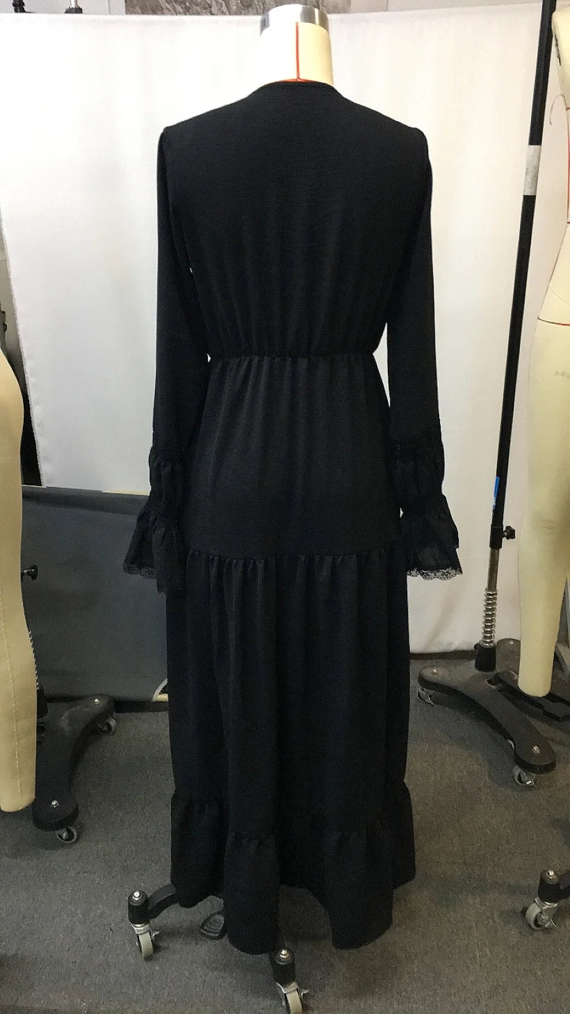 LIZAKOSHT  -  Women's Vintage Western Cowgirl Dress Country Lace Long Sleeve Casual Boho Chic Maxi Dress for Women Fashion Retro Party