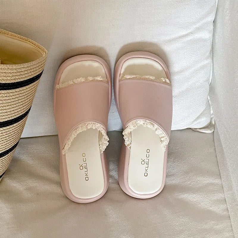 LIZAKOSHT  -  New Summer Platform Wedges Heel Women Slippers Shoes Concise Open Toe Beach Vacation Dress Slides Zapatos De Mujer