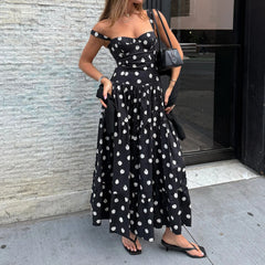 LIZAKOSHT  -  Elegant Polka Dot A-Line Dress Casual Sleeveless Slim-Fitting Dresses Women Fashion Streetwear Party Vestidos Summer