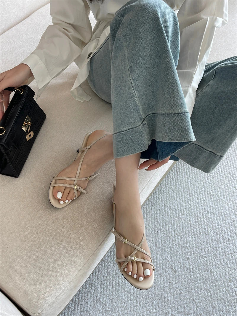 LIZAKOSHT  -  Brand Ankle Strap Sandals Women Fashion Thin High Heels Party Dress Shoes Narrow Band Casual Sandalias Black White Wine Red
