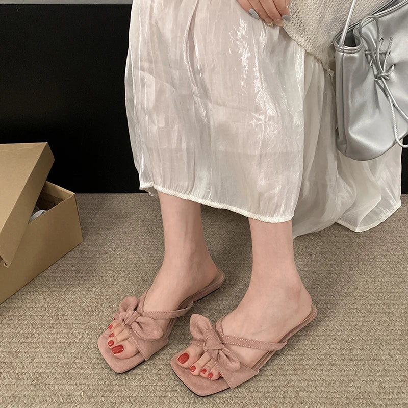 LIZAKOSHT  -  Designer Summer Women Fashion Butterfly-knot Slippers Casual Open Toe Beach Vacation Slides Party Dress Shoes