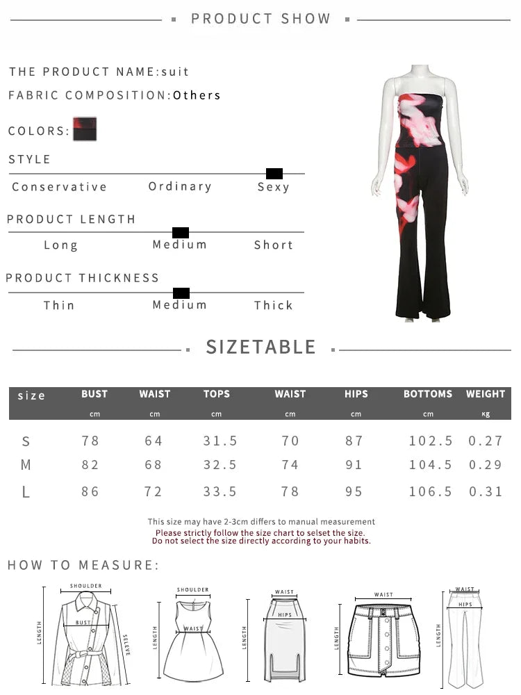 LIZAKOSHT  -  Fashion Patchwork 2 Piece Set Women Off Shoulder Backless Strapless Tops+Straight Pants Versatile Style Streetwear