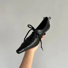 LIZAKOSHT  -  Gothic Sle Pointed Toe Witch Shoes Women's Retro Square Head Thin Heel Faionable Leather Shoes Ele Design Low Heel