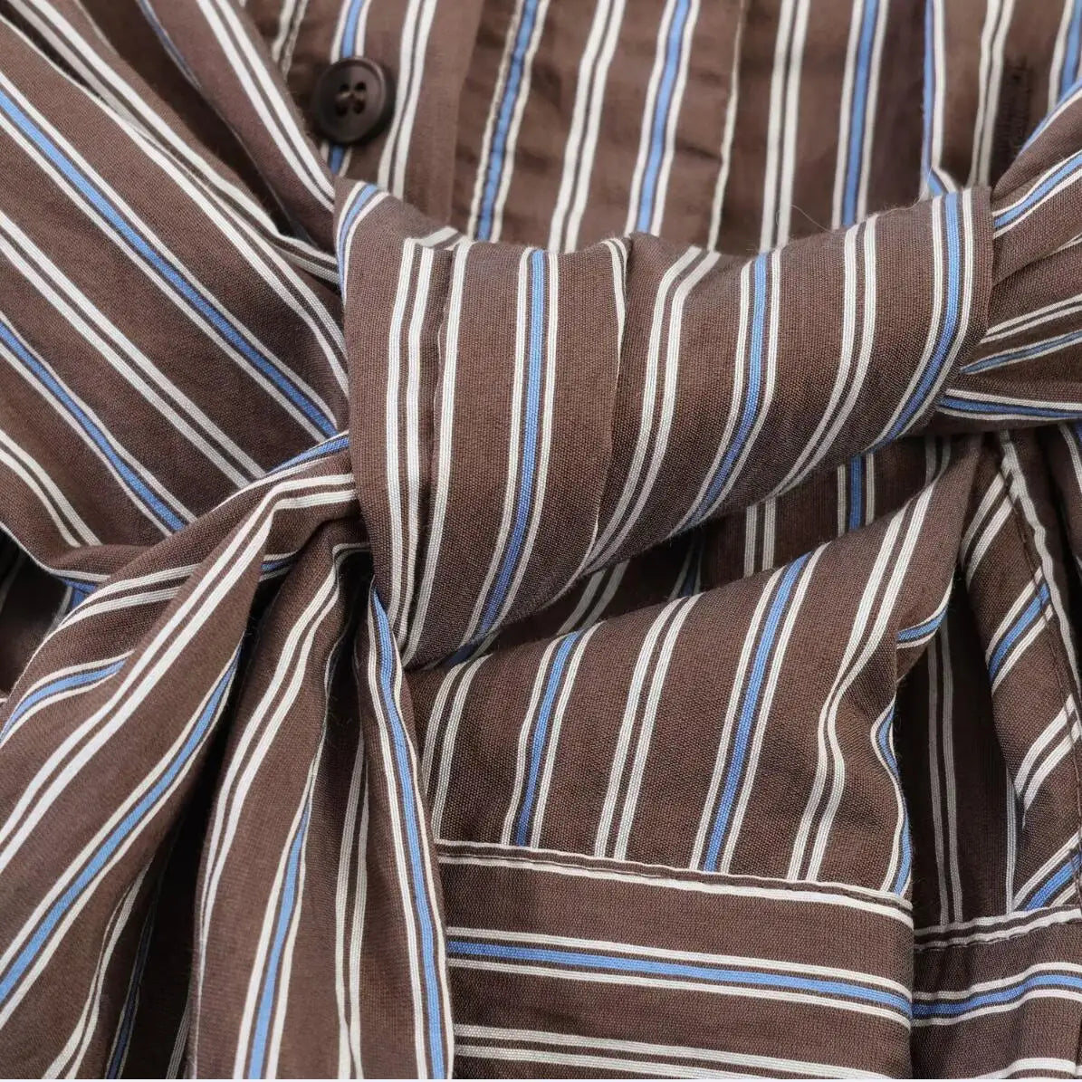 LIZAKOSHT  -  Fashion Coffee Stripes Tie Bow Sashes Elastic Waist Wide Leg Shorts Women Shorts Skirts Causal Mini Pants
