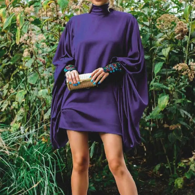 LIZAKOSHT  -  New Spring And Summer Fashion Casual Solid Dress For Women Elegant Loose Long Sleeve Sexy Mini Holiday Lady Dresses Robe Femme