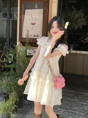 LIZAKOSHT  -  Retro Sweet First Love Two-wearing Suspender Dress for Women Loose Fluffy Princess