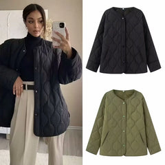 LIZAKOSHT  -  Fashion Casual Commuting Jacket Women Parkas Long Sleeve Padded Coat Woman Warm Winter Woman Coats Season Jacket for Women