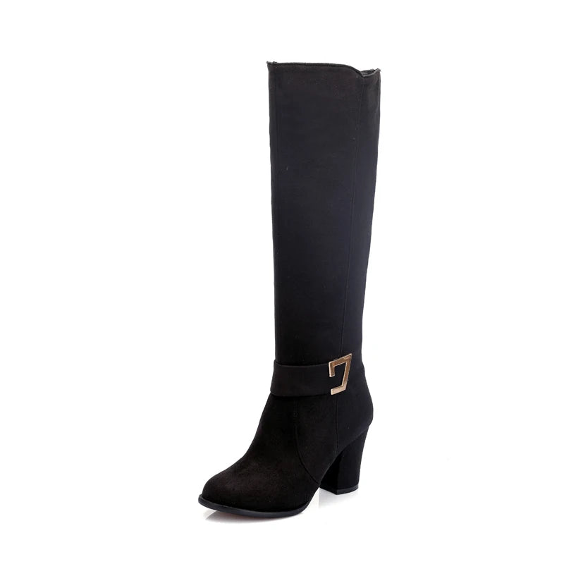 LIZAKOSHT  -  new antumn winter women long boots plus size 22-28 cm flock upper fashion boots knee high boots high heel women shoes
