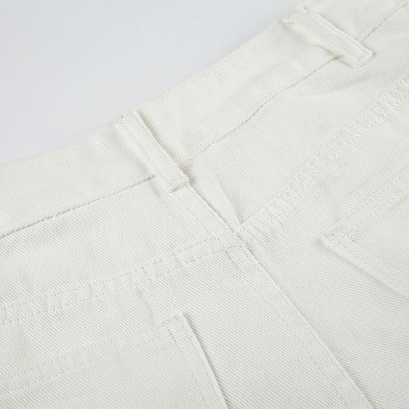 LIZAKOSHT  -  Streetwear Y2K Straight Jeans White Casual Women Denim Pants Fashion Korean Summer Mid Waisted Trousers Basic Outfits