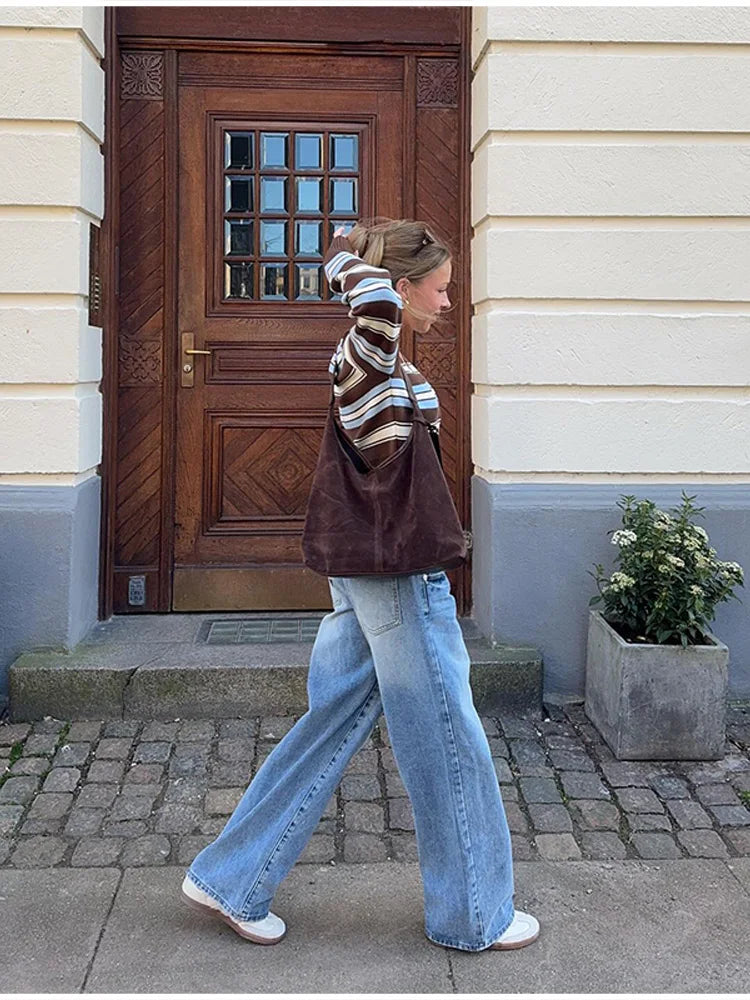 LIZAKOSHT  -  American Street Y2k Knitted Cardigan Personalized V-neck Striped Sweater Top Spicy Girl Fashion Short Versatile Thin Knitwear