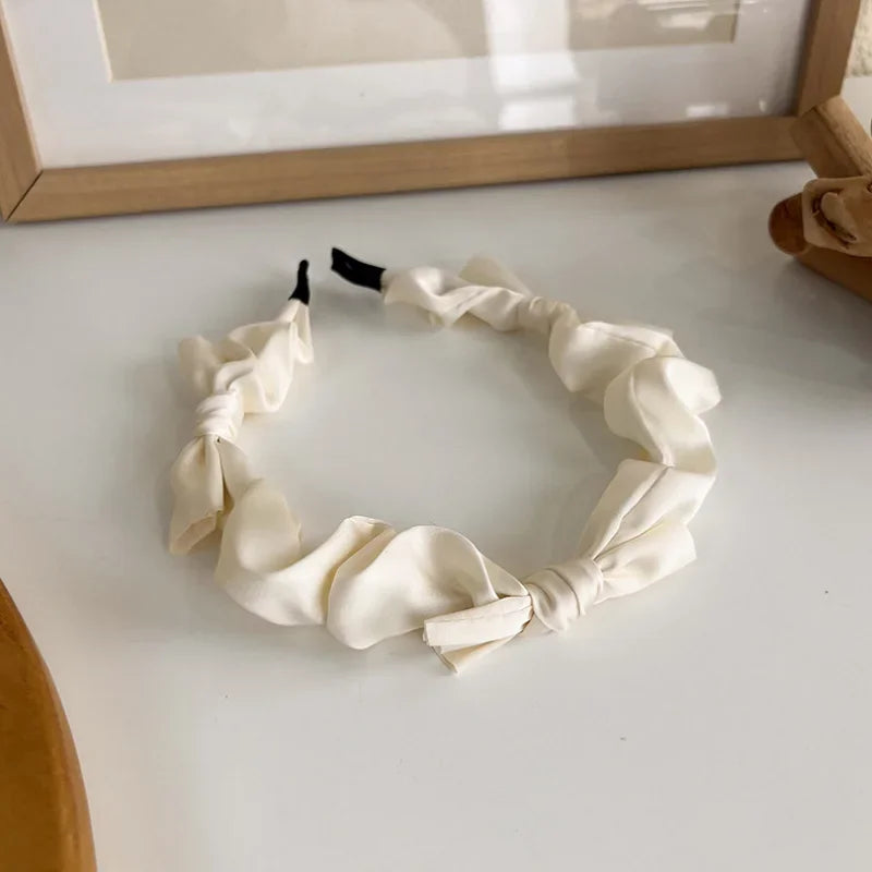 Lizakosht Black Bowknot Headbands Korean Fashion Hair Hoop Hair Bands for Women Sweet Girls Solid Color Headband Hair Accessories Headwear