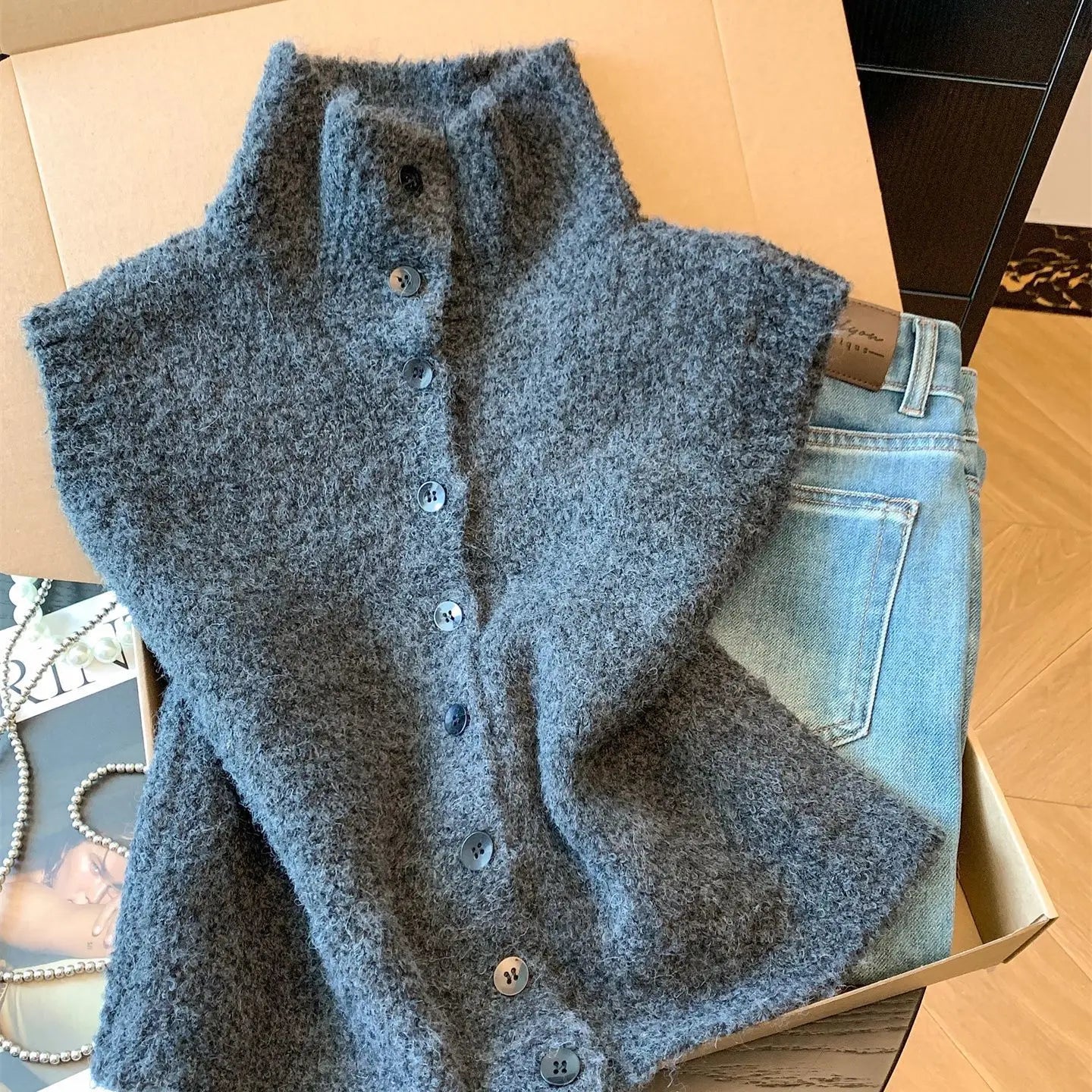 LIZAKOSHT  -  White Plush Vest Autumn Winter Women's Turtleneck Sleeveless Knitted Cardigan Outwear Lady Casual Faux Wool Pull Sweater Vest