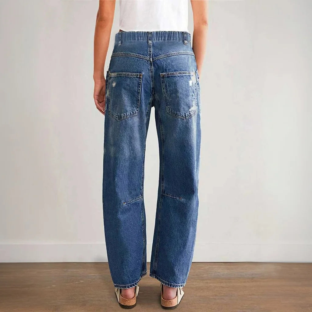 LIZAKOSHT  -  Jeans For Woman Y2k Jeans Distressed Wide Leg Trousers With Curved Hem Casual Loose Fit Comfort Stretch Denim Trendy