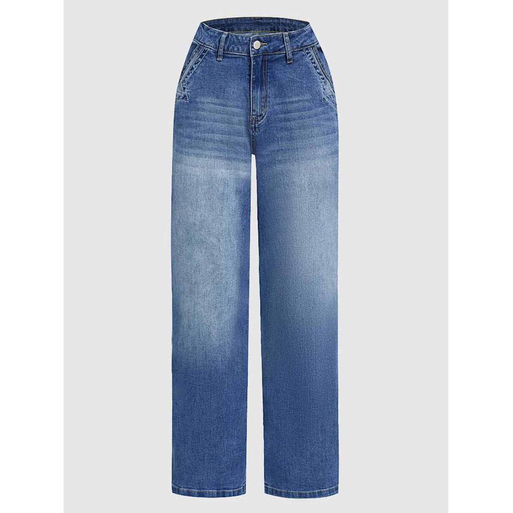 LIZAKOSHT  -  Fashion Casual Washed Wide Leg Jeans for Woman Y2k Clothes Stretchy Comfort Vintage Denim Trousers Fashion Casual