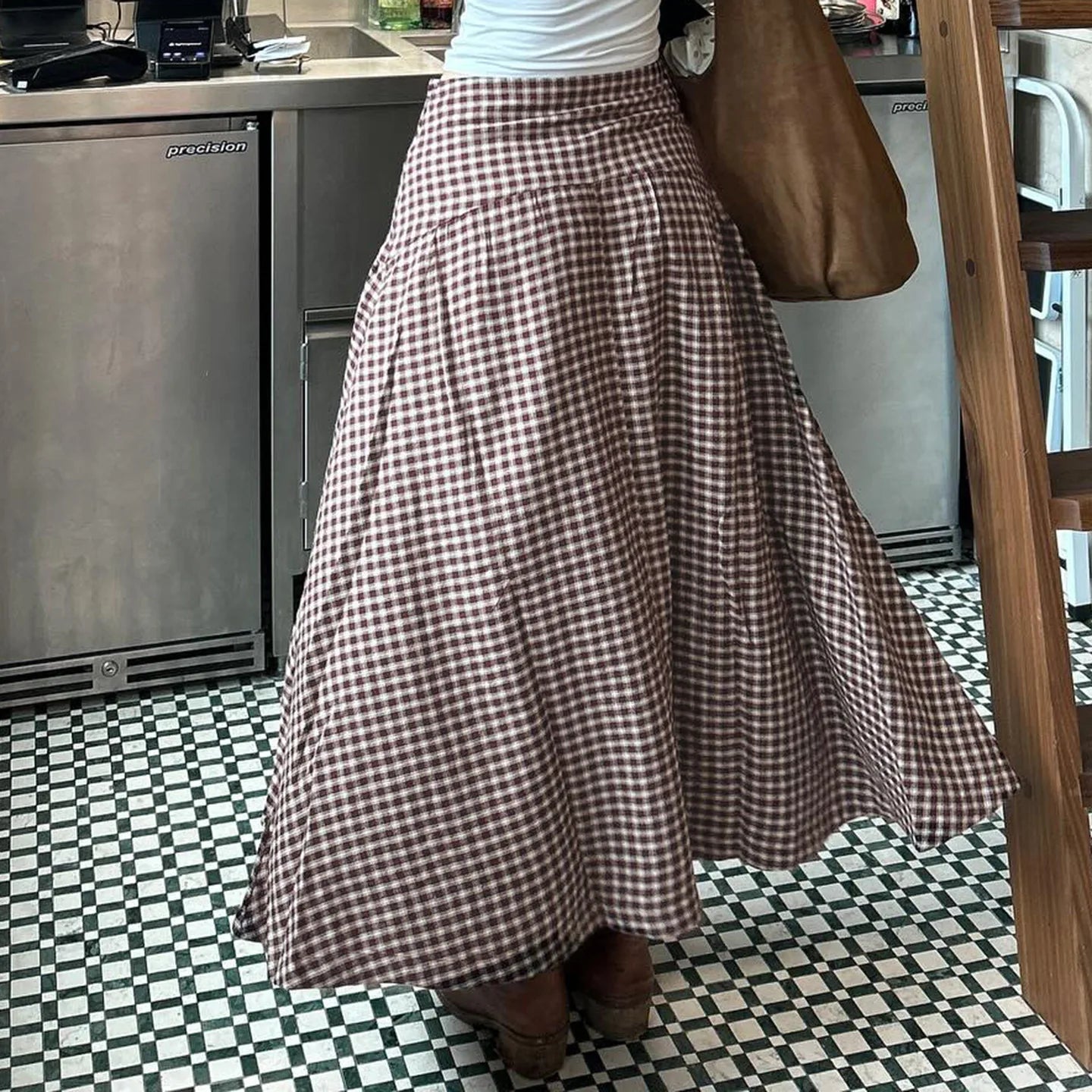 LIZAKOSHT  -  Summer College Plaid Contrasting Color Waist Slimming Half Skirt Versatile Daily Casual Hot Girl A-line Skirt
