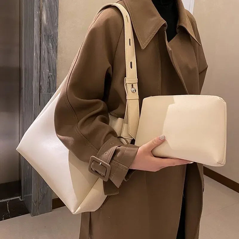 LIZAKOSHT  -  Women Handbag 2 Piece/set Shoulder Bags High Quality PU Leather Bags Ladies Bags