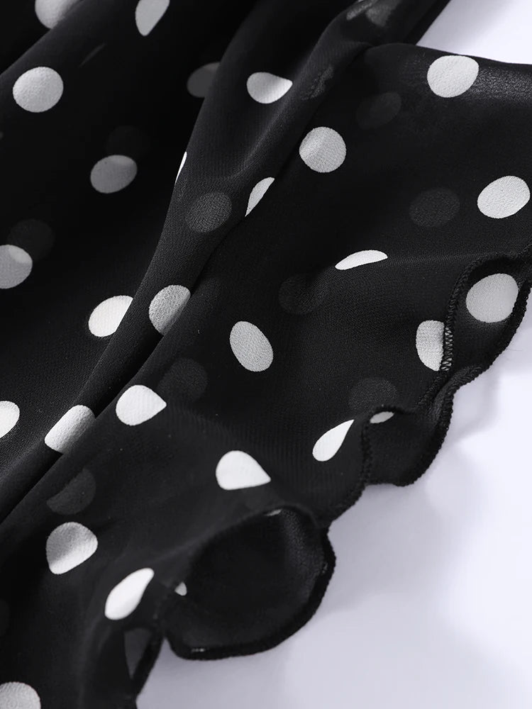 LIZAKOSHT  -  Halter Scarf Polka Dot Dress Pile Collar Slim Fit Suspender Lady Robes Beach Wrap Hip Fishtail Women's Camisole Long Dresses